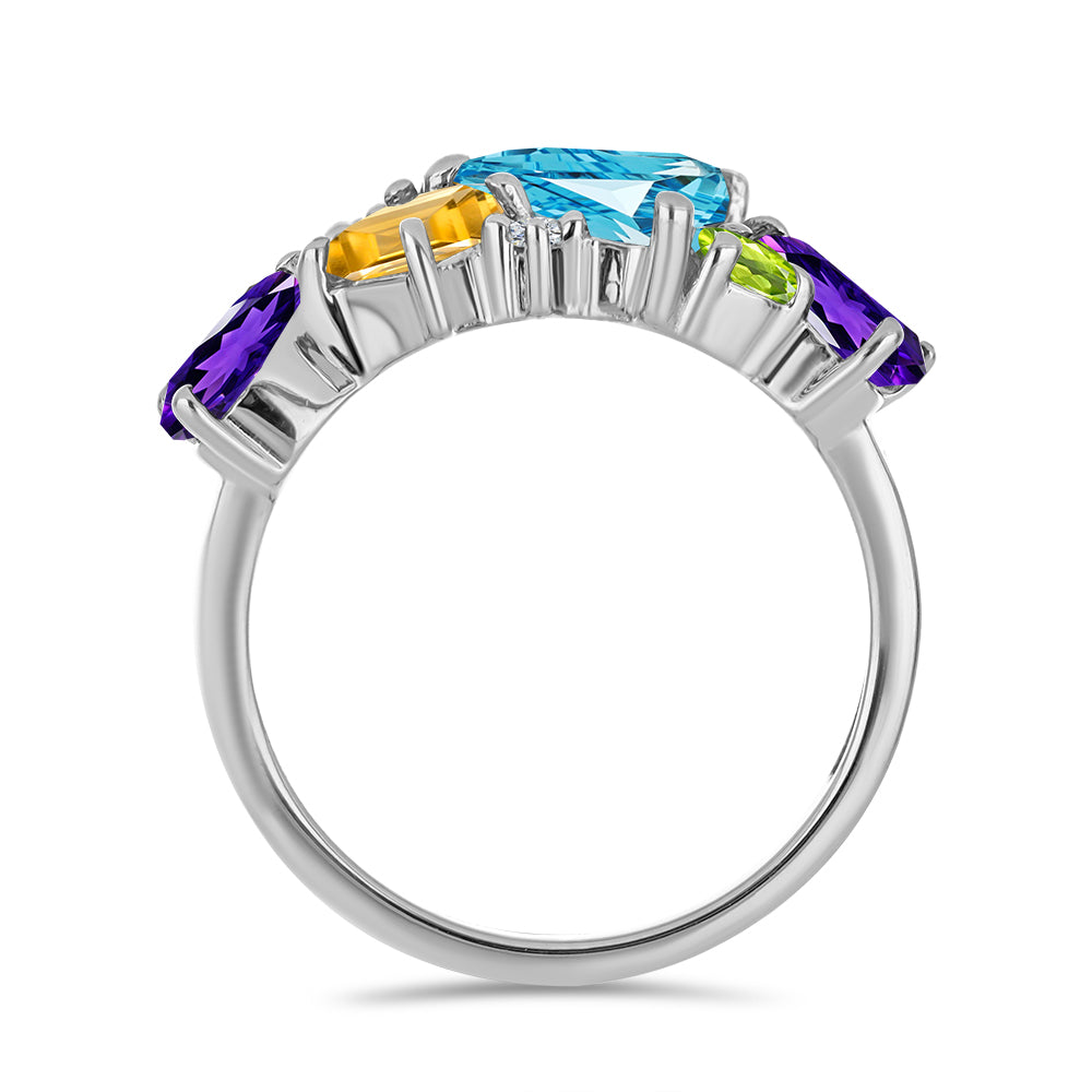 Silberring mit marokkanischem Amethyst und goldfarbenem Rio Zitrin