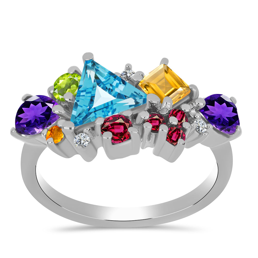 Silberring mit marokkanischem Amethyst und goldfarbenem Rio Zitrin