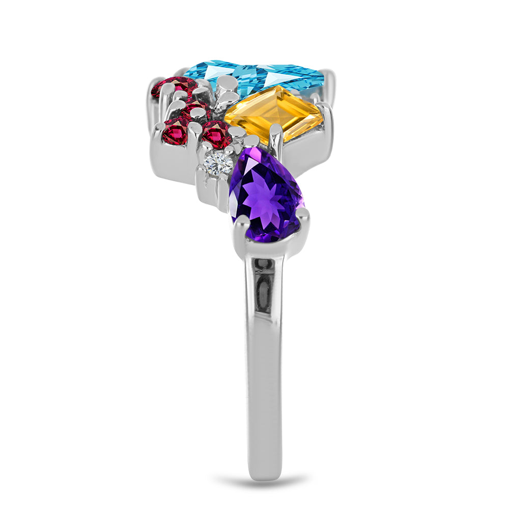 Silberring mit marokkanischem Amethyst und goldfarbenem Rio Zitrin