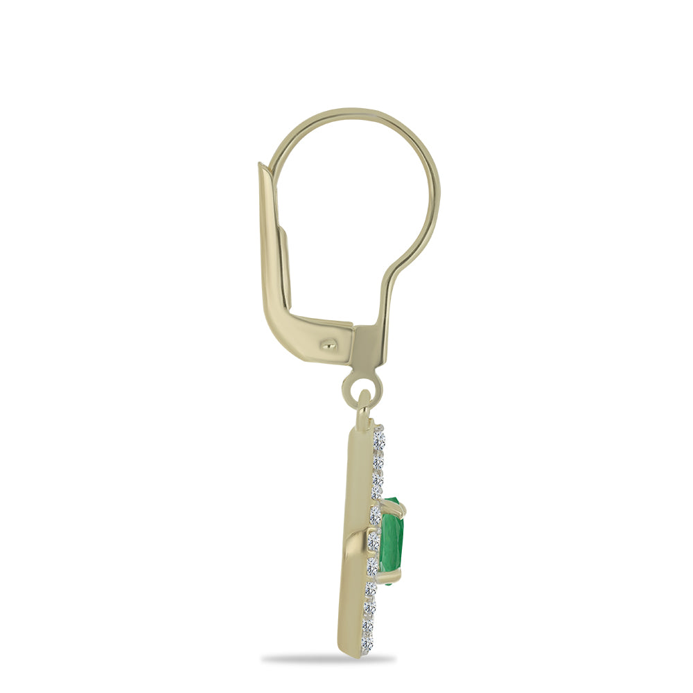 Goldplattierte Silberohrringe mit brasilianischem Smaragd und weißem Topas