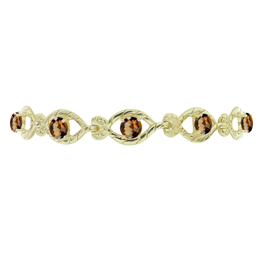 Goldplattiertes Silberarmband mit Cognac-Quarz
