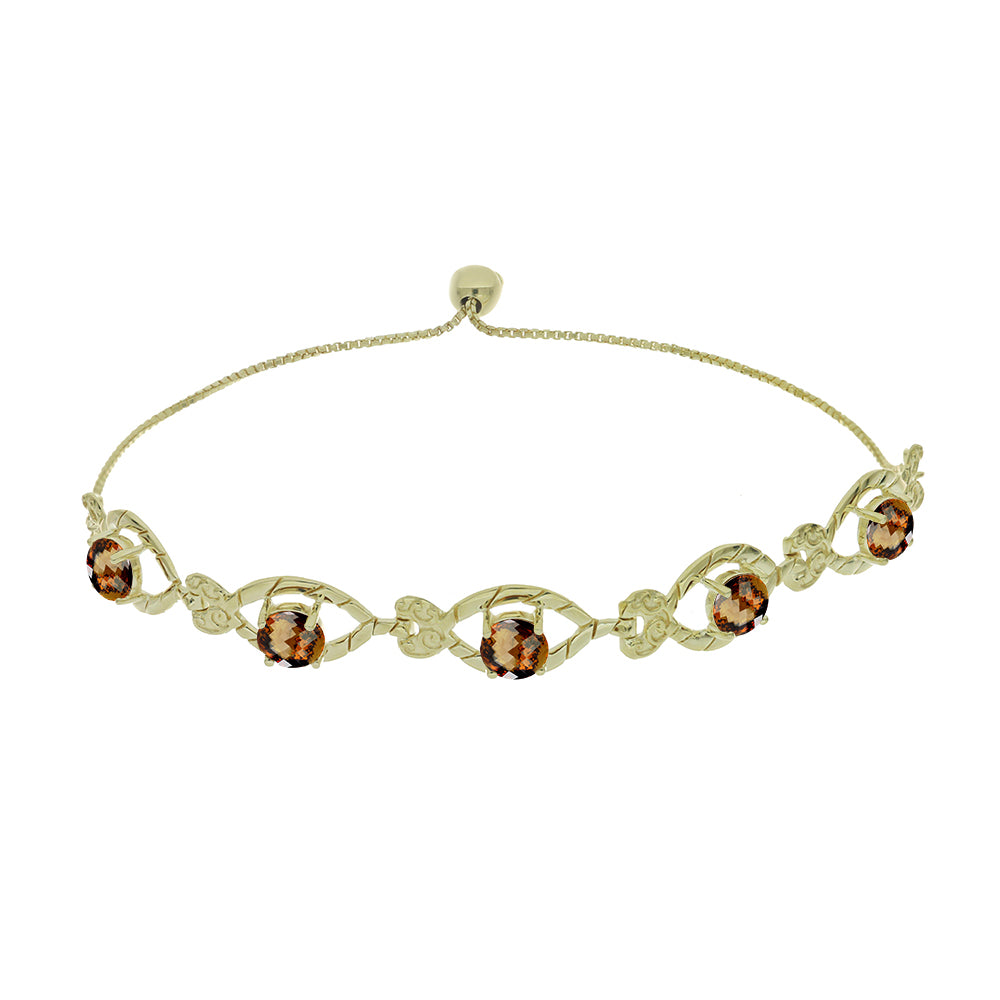 Goldplattiertes Silberarmband mit Cognac-Quarz