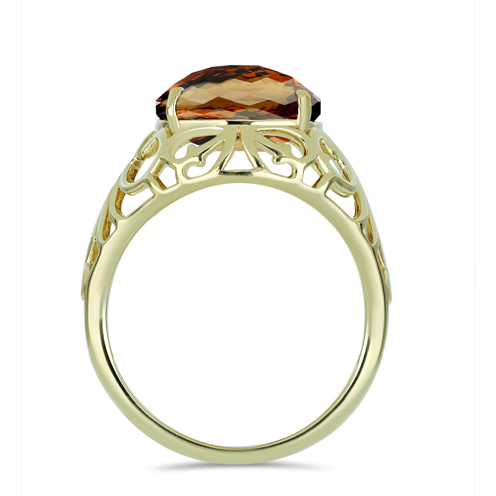 Goldplattierter Silberring mit Cognac-Quarz 2