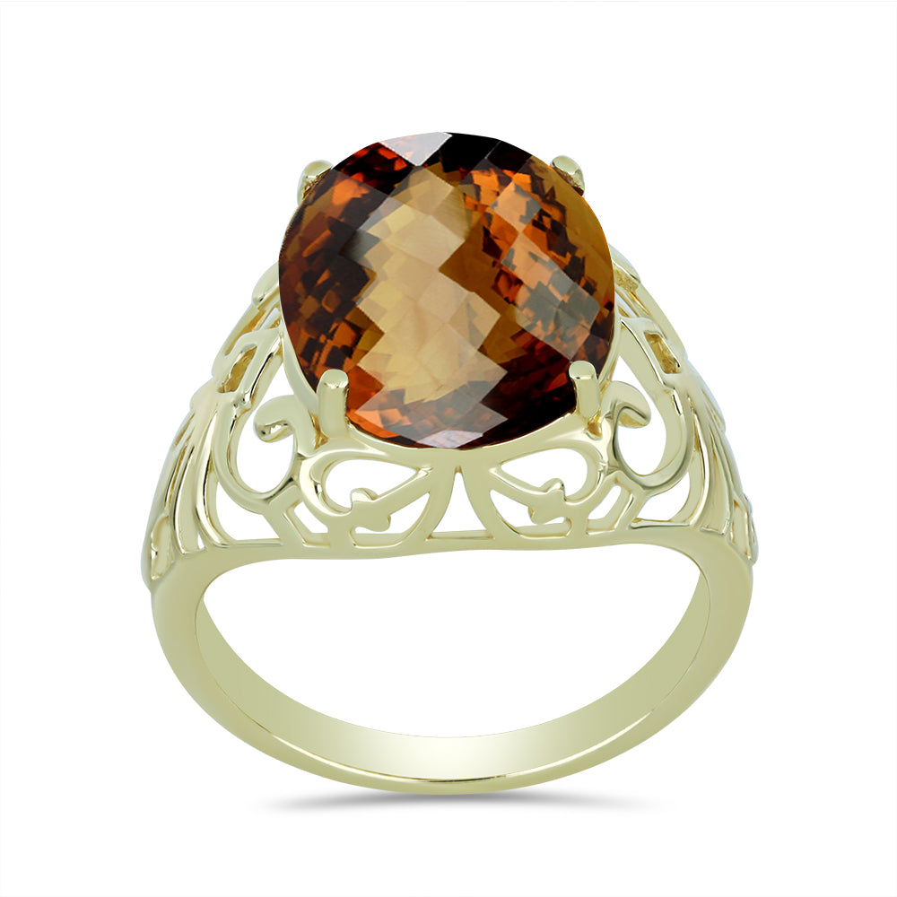 Goldplattierter Silberring mit Cognac-Quarz 3