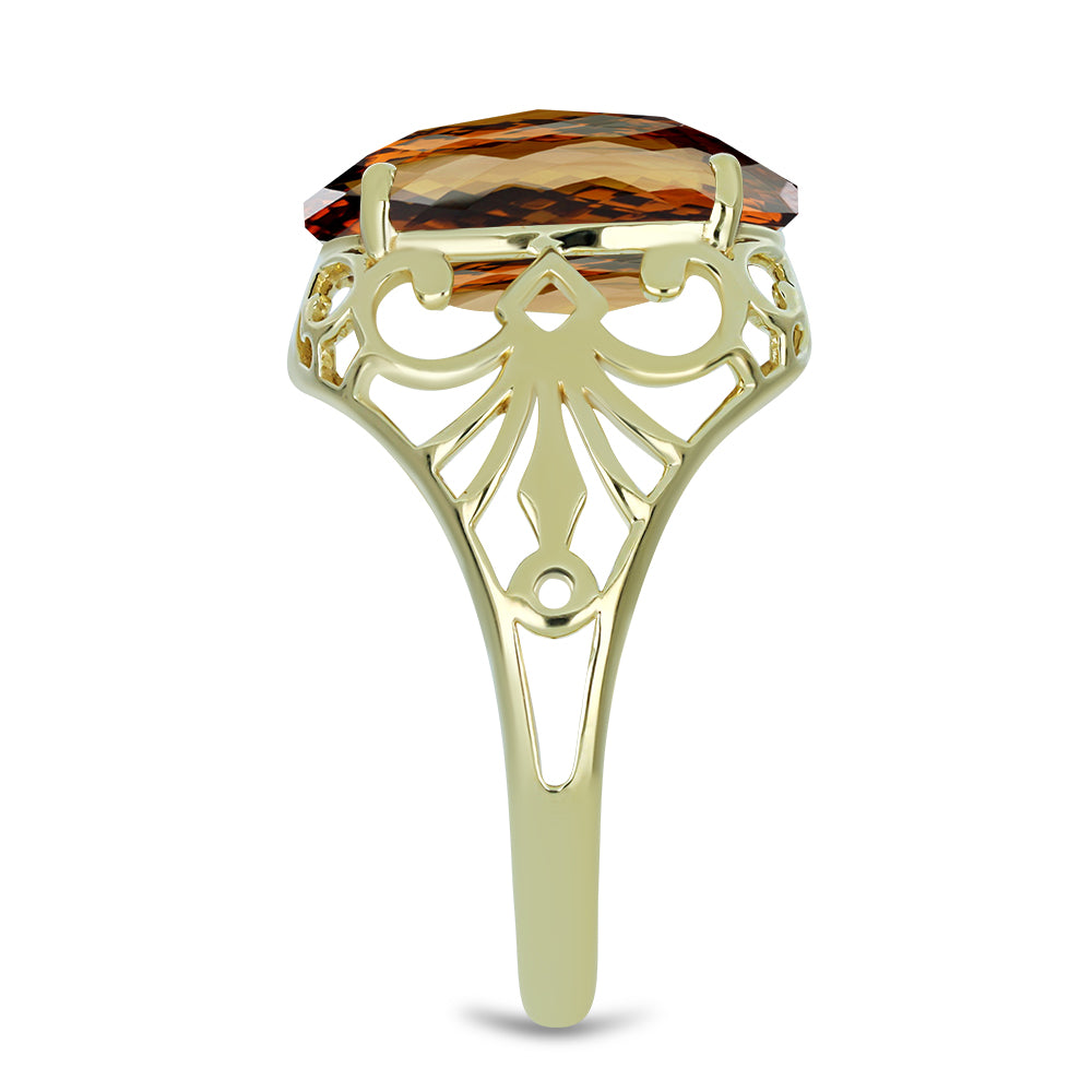 Goldplattierter Silberring mit Cognac-Quarz 4