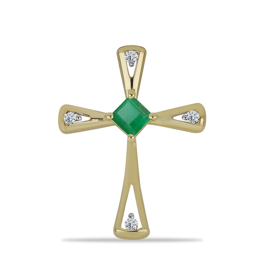 Goldplattierter Silberanhänger mit brasilianischem Smaragd und weißem Topas