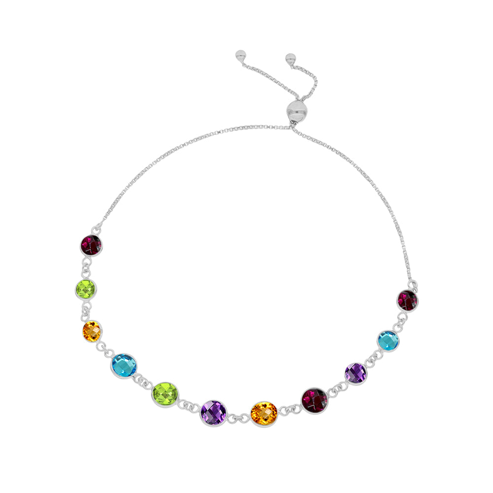 Silberarmband mit marokkanischem Amethyst und Peridot aus Changbai