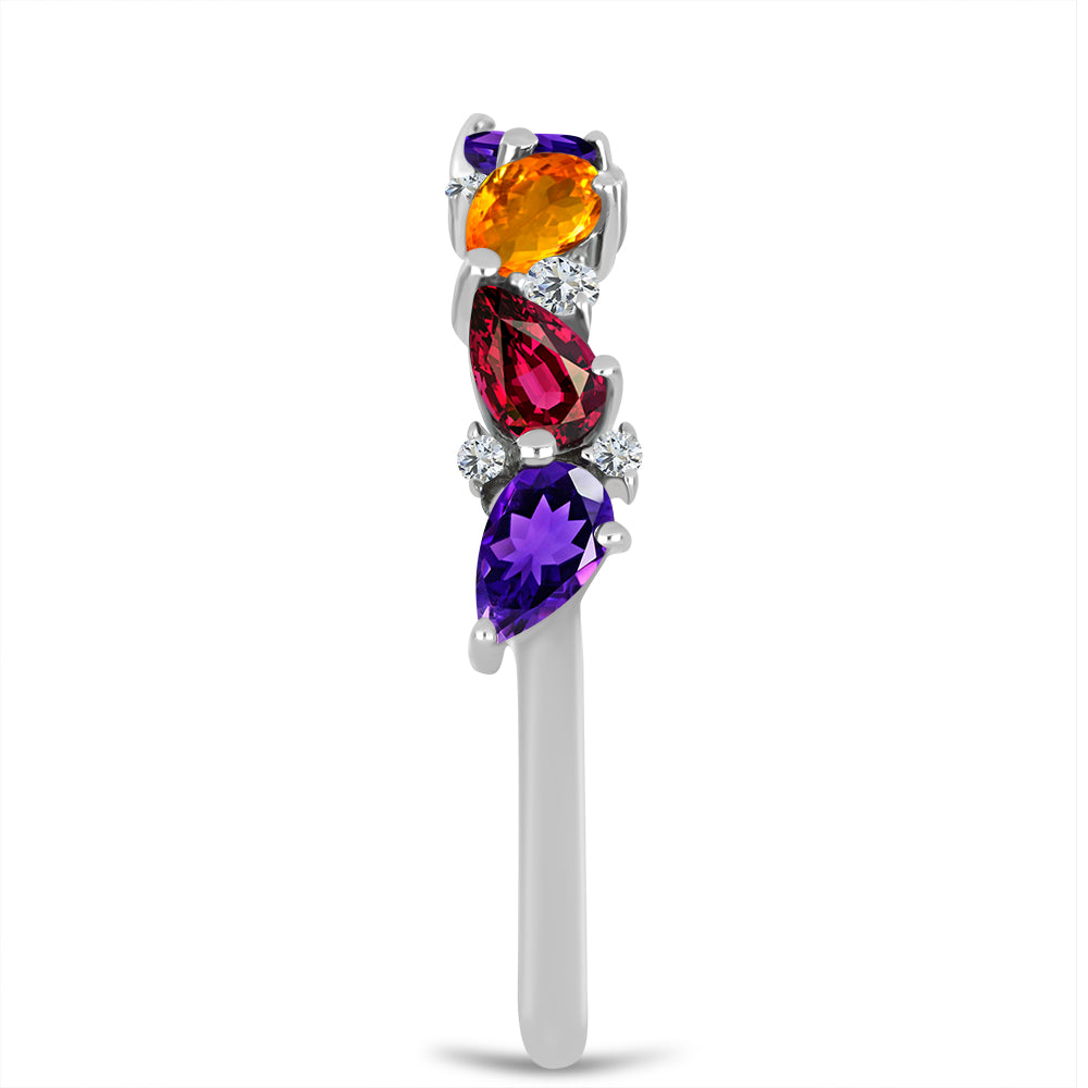 Silberring mit marokkanischem Amethyst und Peridot aus Changbai