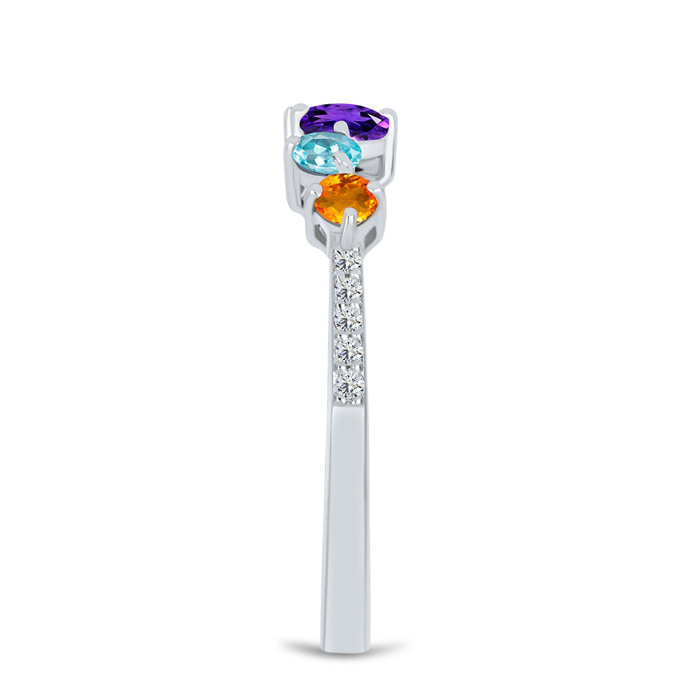 Silberring mit marokkanischem Amethyst und Peridot aus Changbai