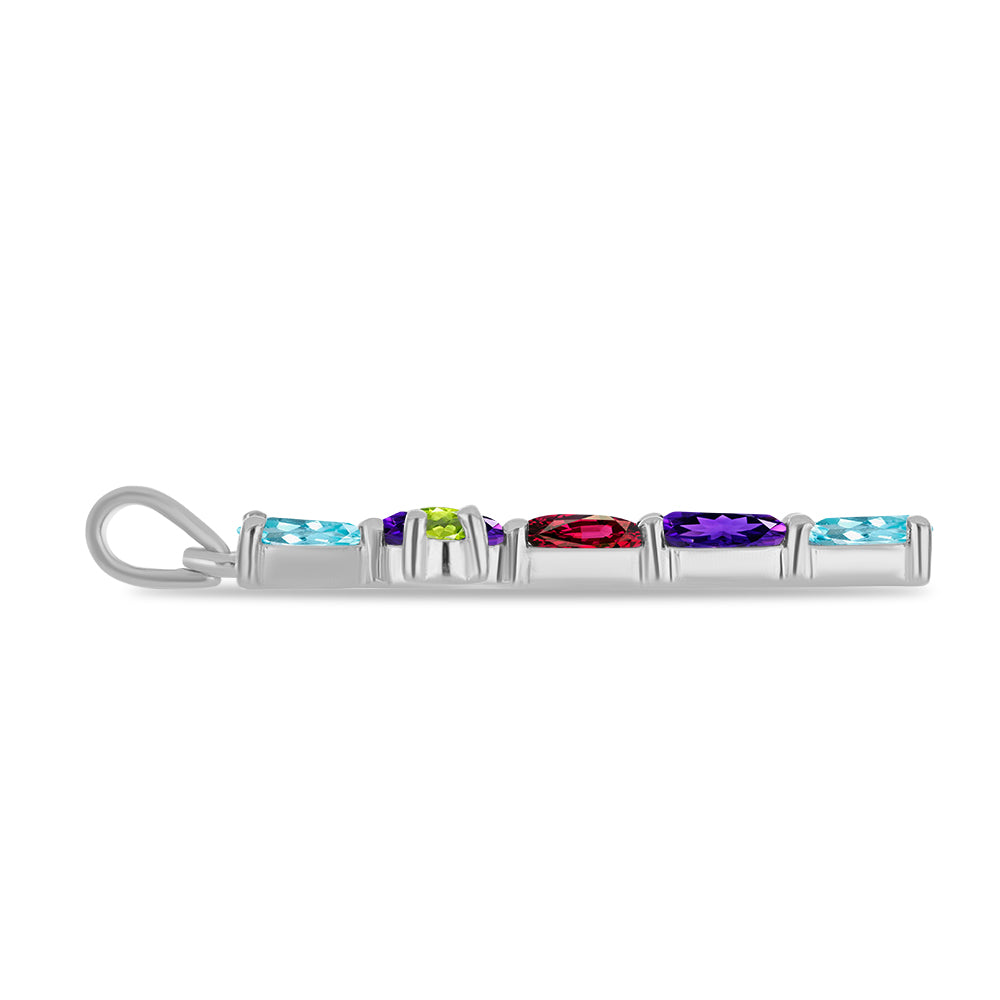 Silberanhänger mit marokkanischem Amethyst und Peridot aus Changbai