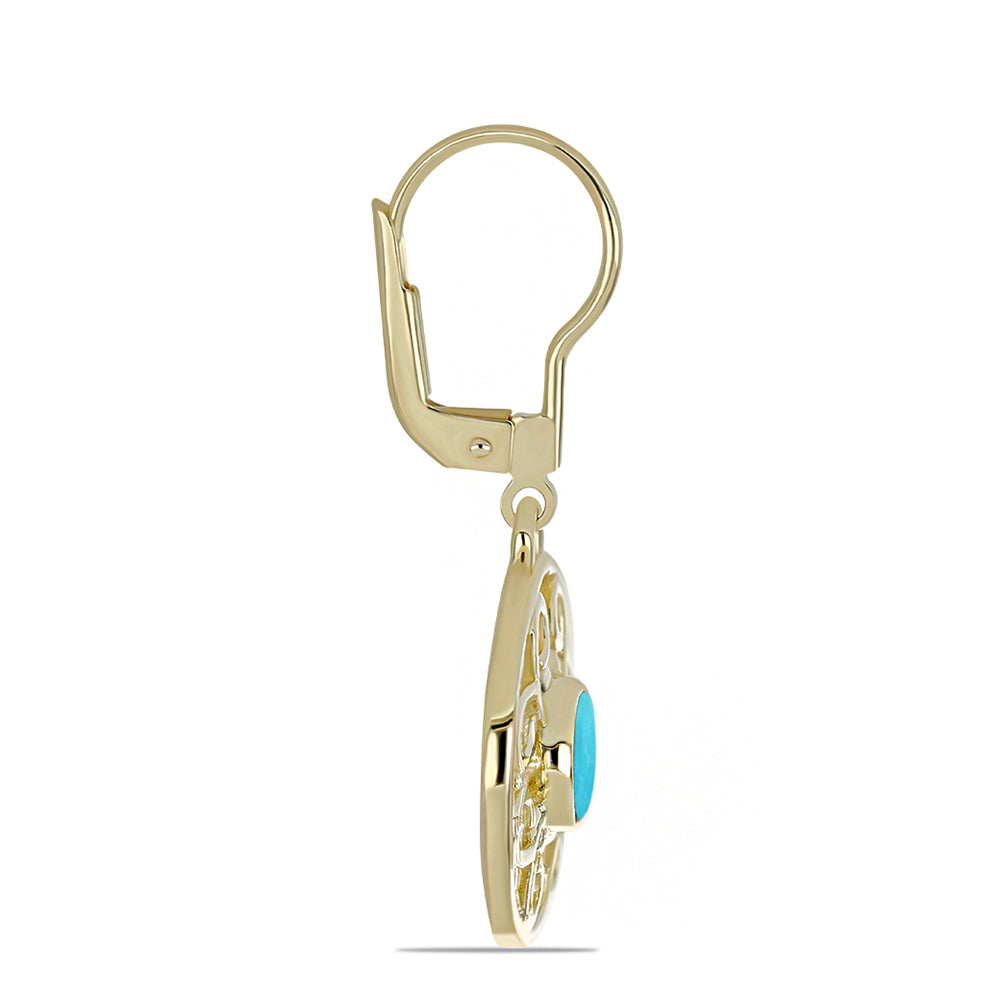 Goldplattierte Silberohrringe mit Dornröschen Türkis