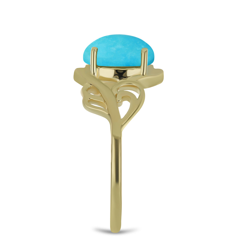 Goldplattierter Silberring mit Dornröschen Türkis