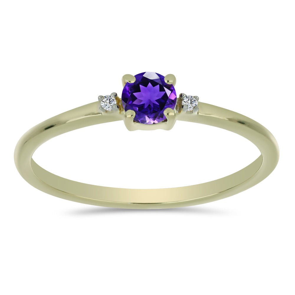 Goldplattierter Silberring mit marokkanischem Amethyst und weißem Topas