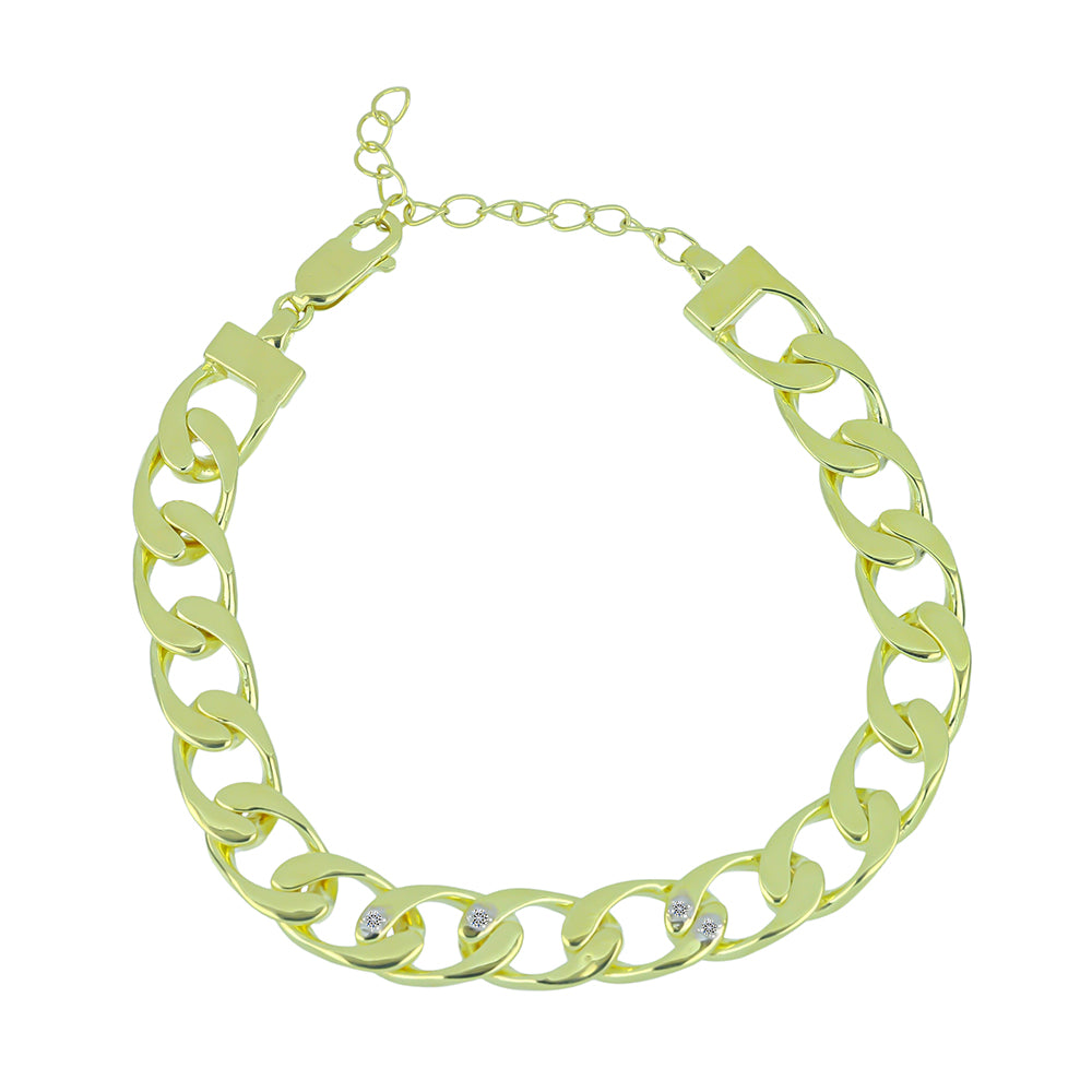 Goldplattiertes Silberarmband mit weißem Diamant