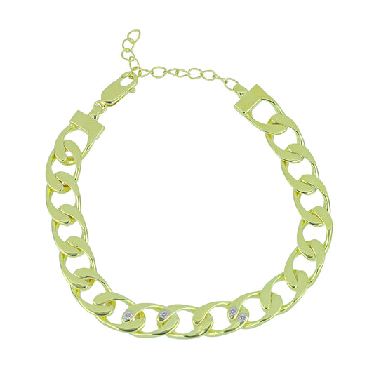 Goldplattiertes Silberarmband mit weißem Diamant