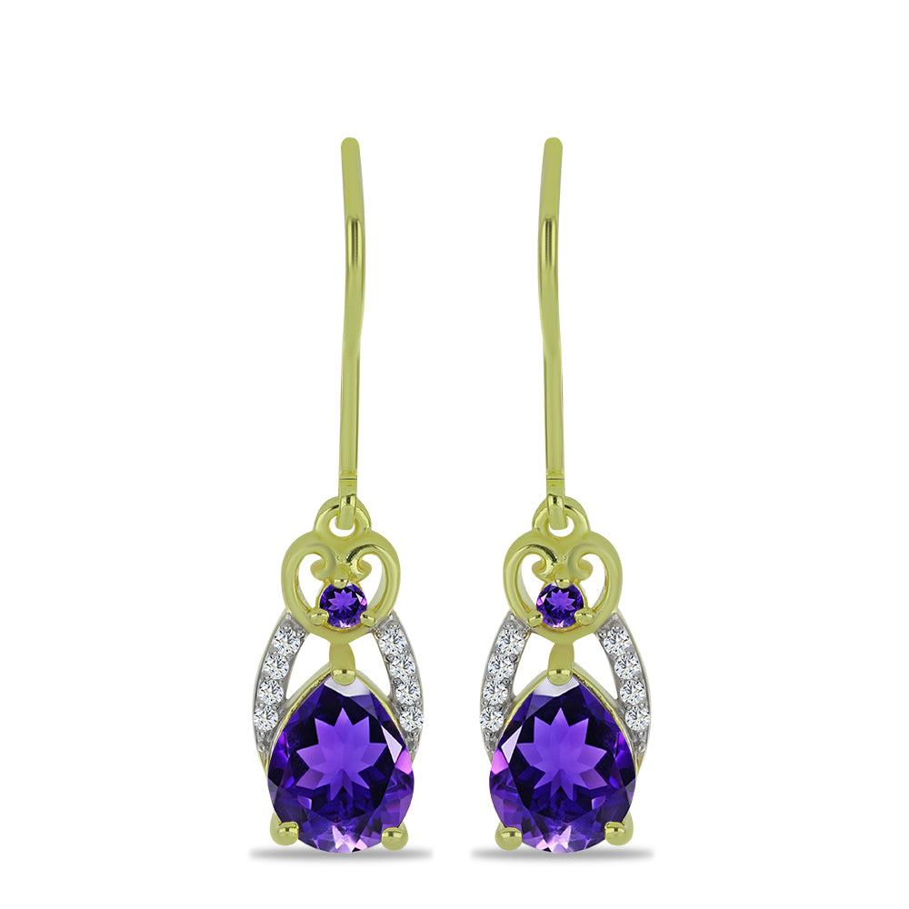 Goldplattierte Silberohrringe mit marokkanischem Amethyst und weißem Topas