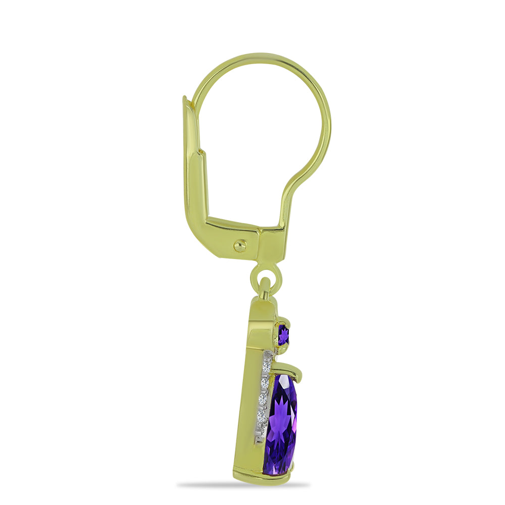 Goldplattierte Silberohrringe mit marokkanischem Amethyst und weißem Topas