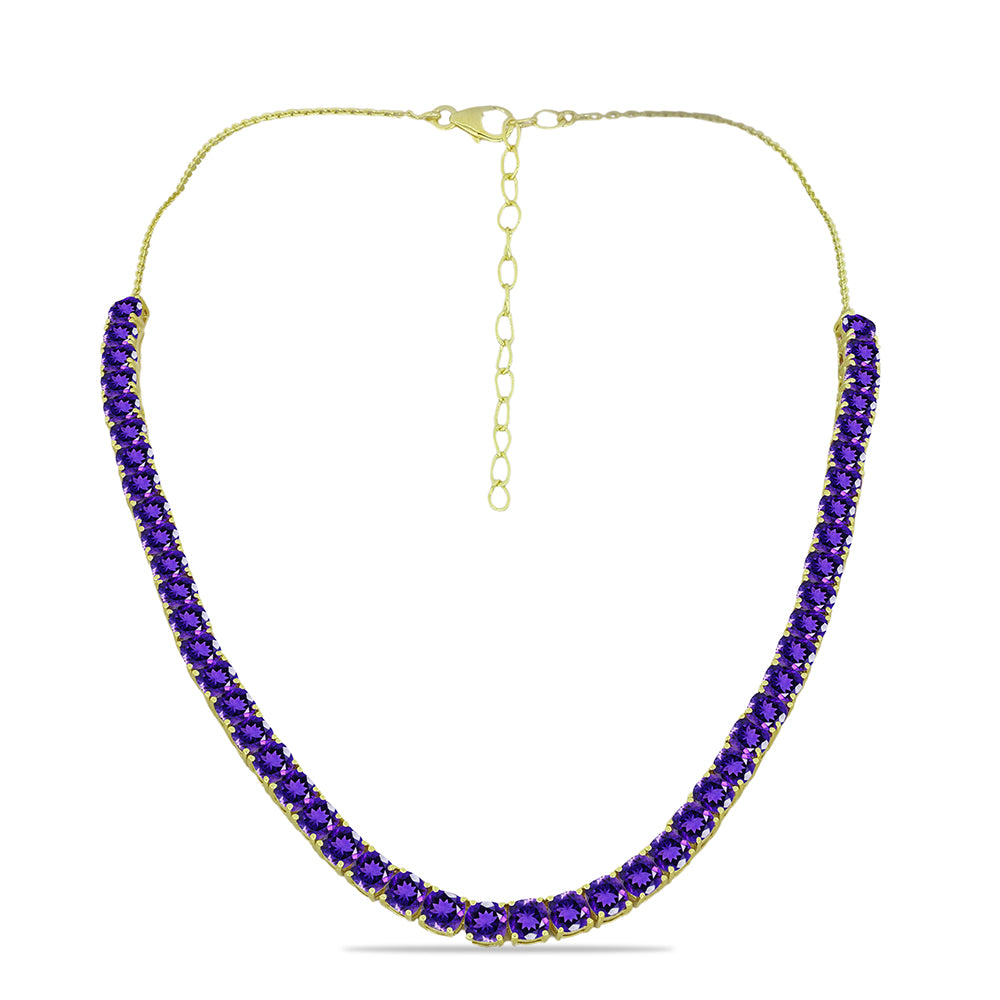 Goldplattierte Silberhalskette mit marokkanischem Amethyst