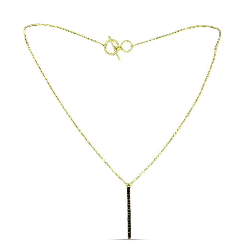 Goldplattierte Silberhalskette mit schwarzem Spinell