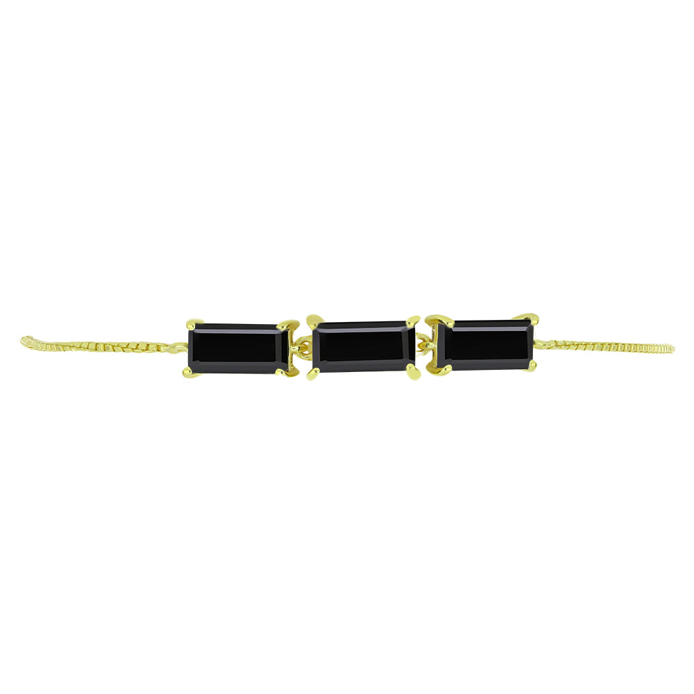 Goldplattiertes Silberarmband mit schwarzem Spinell