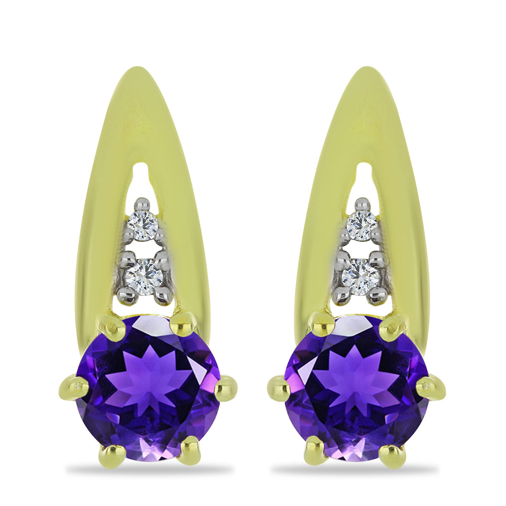 Goldplattierte Silberohrringe mit marokkanischem Amethyst und weißem Topas