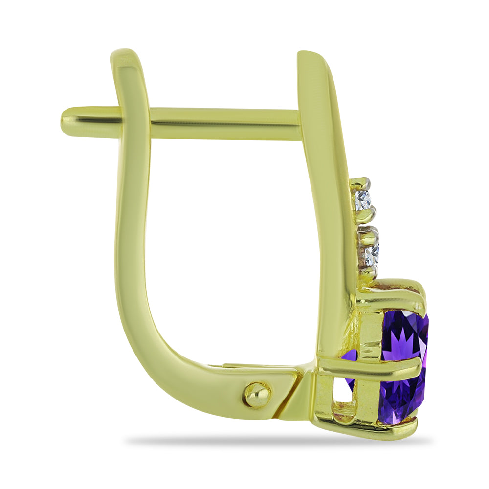 Goldplattierte Silberohrringe mit marokkanischem Amethyst und weißem Topas