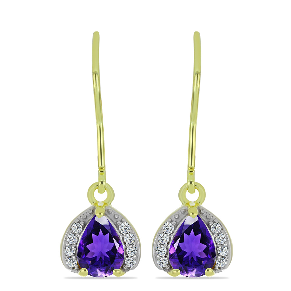 Goldplattierte Silberohrringe mit marokkanischem Amethyst und weißem Topas