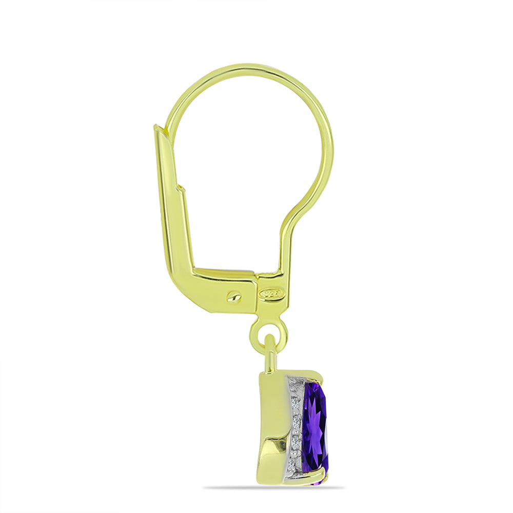 Goldplattierte Silberohrringe mit marokkanischem Amethyst und weißem Topas