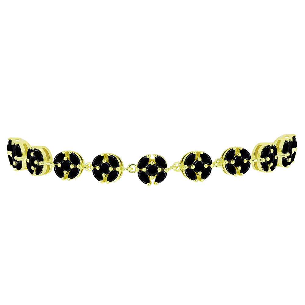 Goldplattiertes Silberarmband mit schwarzem Spinell