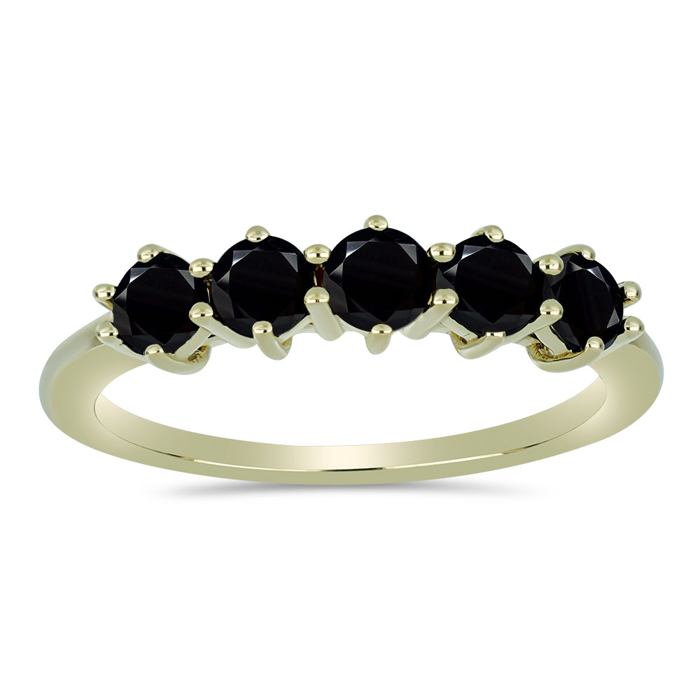 Goldplattierter Silberring mit schwarzem Spinell
