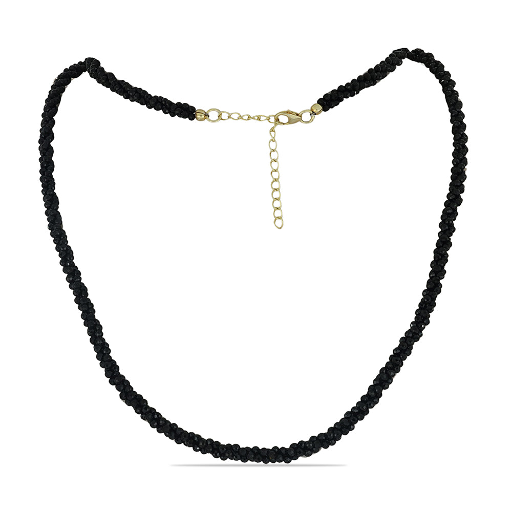 Goldplattierte Silberhalskette mit schwarzem Spinell