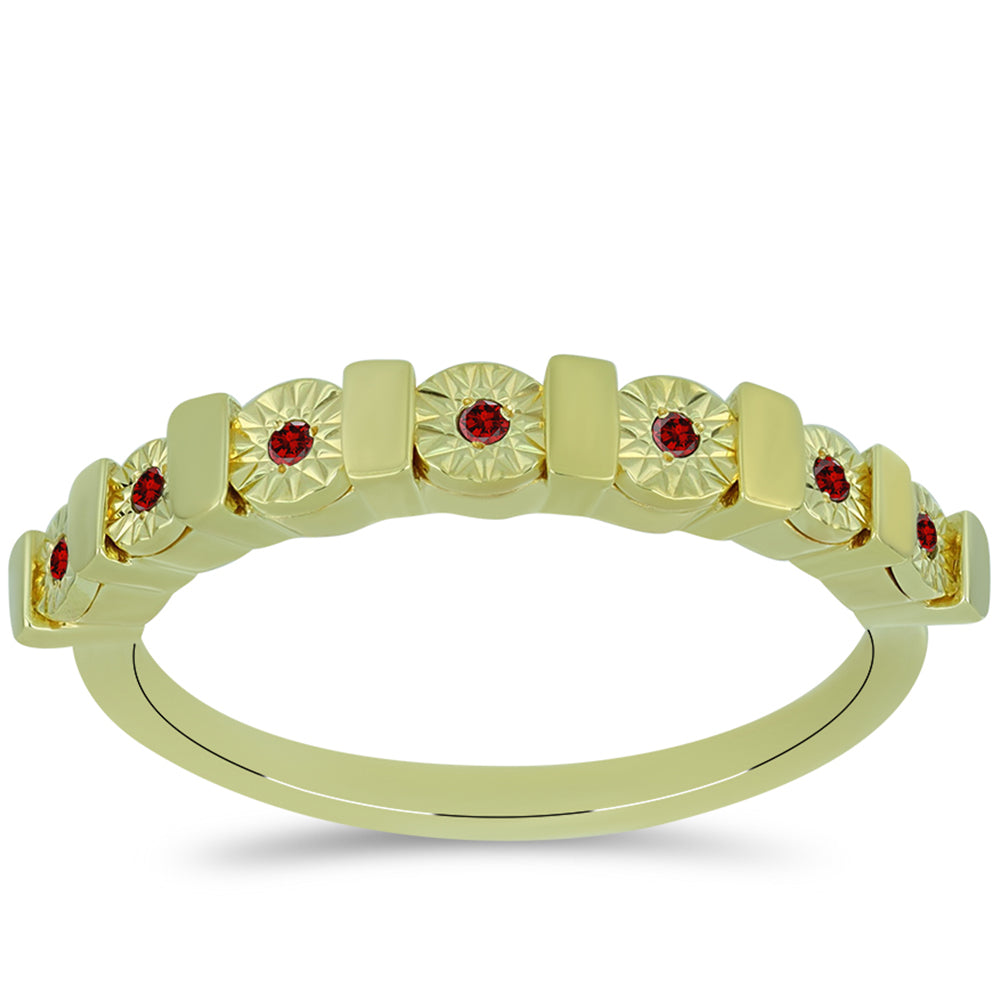 Goldplattierter Silberring mit rotem Diamant