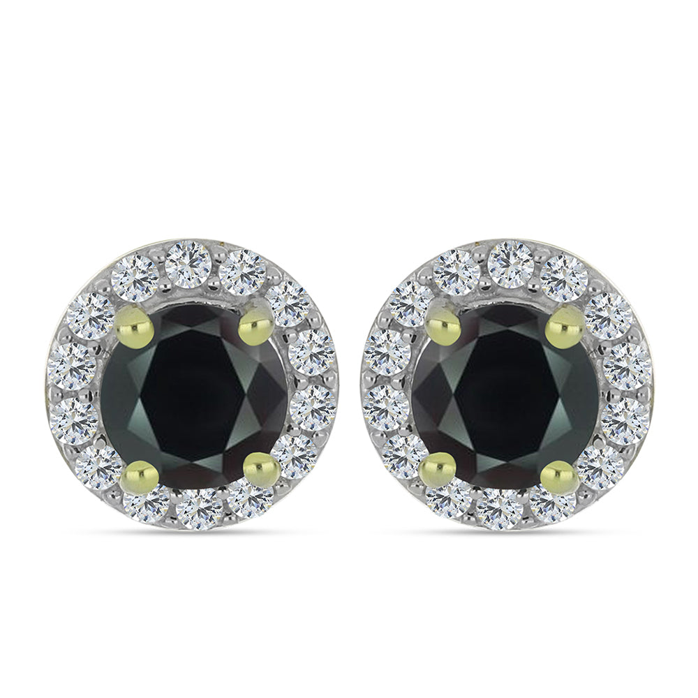 Goldplattierte Silberohrringe mit Obsidian und weißem Topas