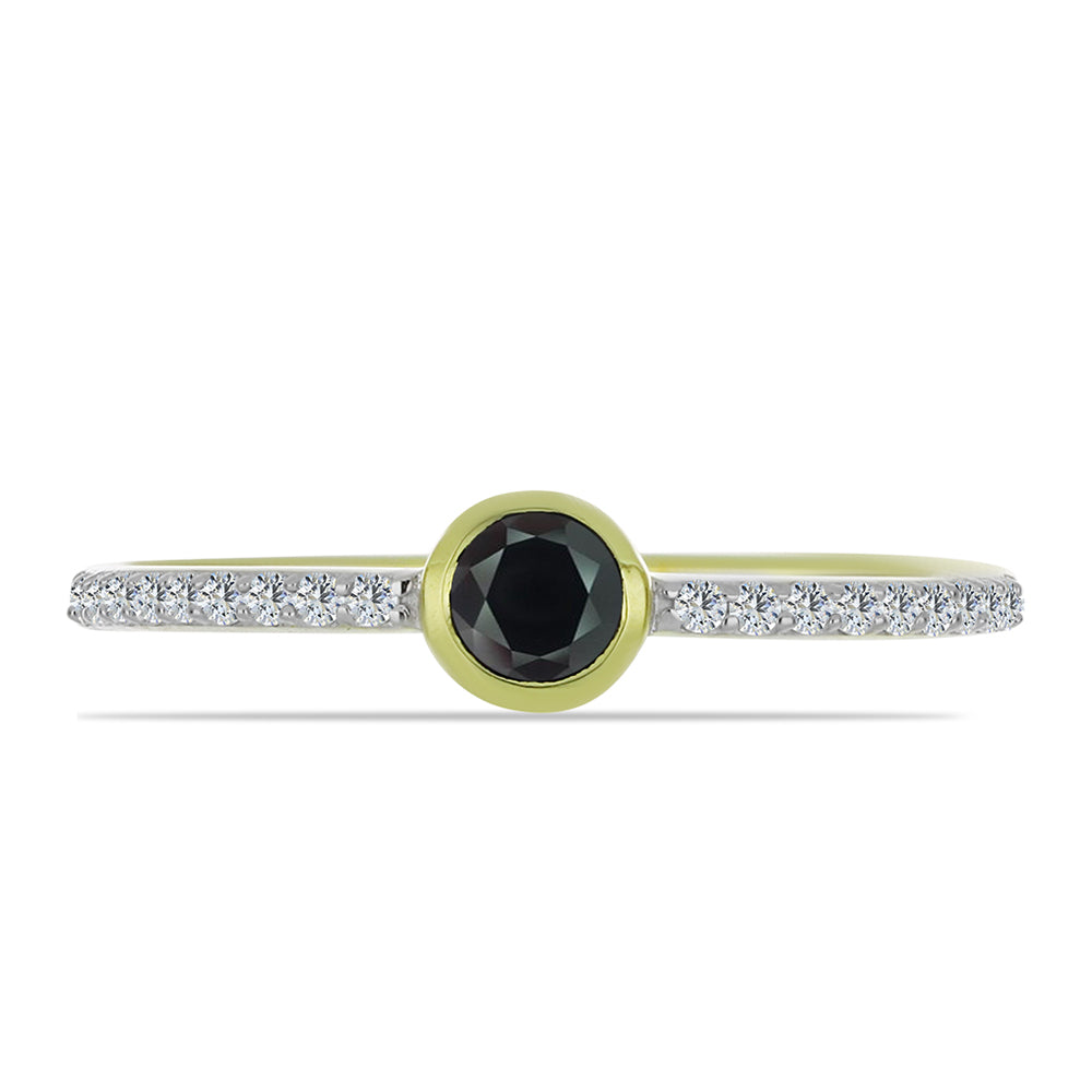 Goldplattierter Silberring mit Obsidian und weißem Topas