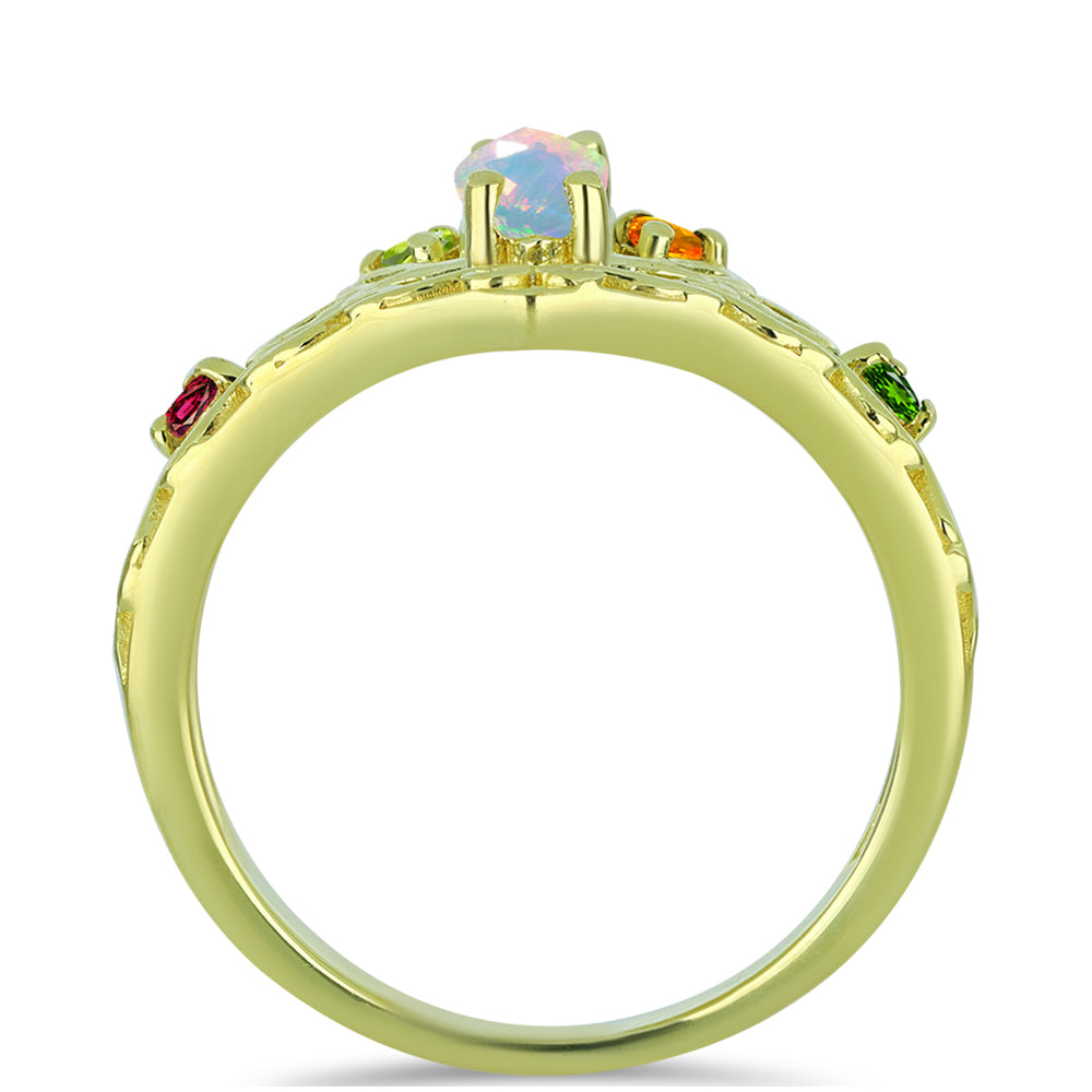 Goldplattierter Silberring mit Welo-Opal und Chakra Turmalin