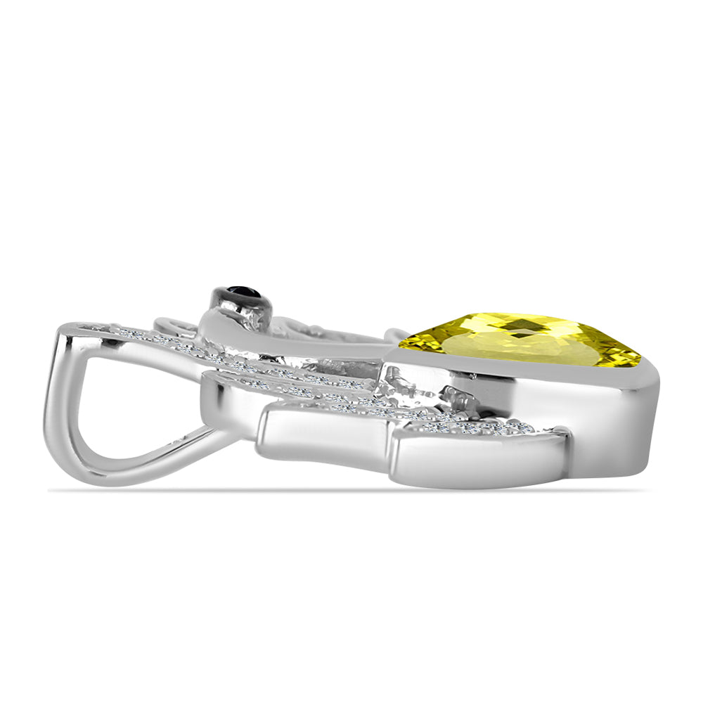 Silberanhänger mit Zitronentopas und Obsidian