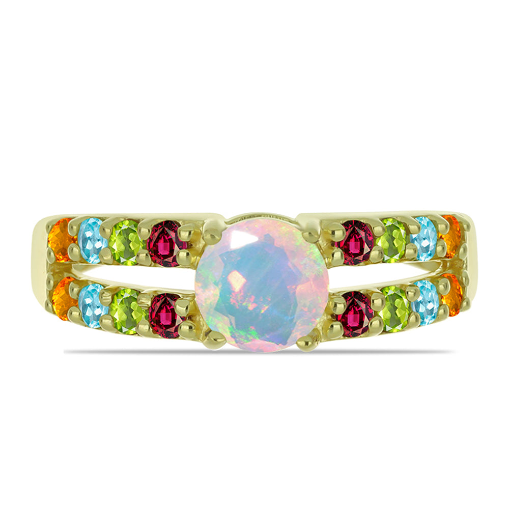 Goldplattierter Silberring mit Welo-Opal und Chakra Turmalin