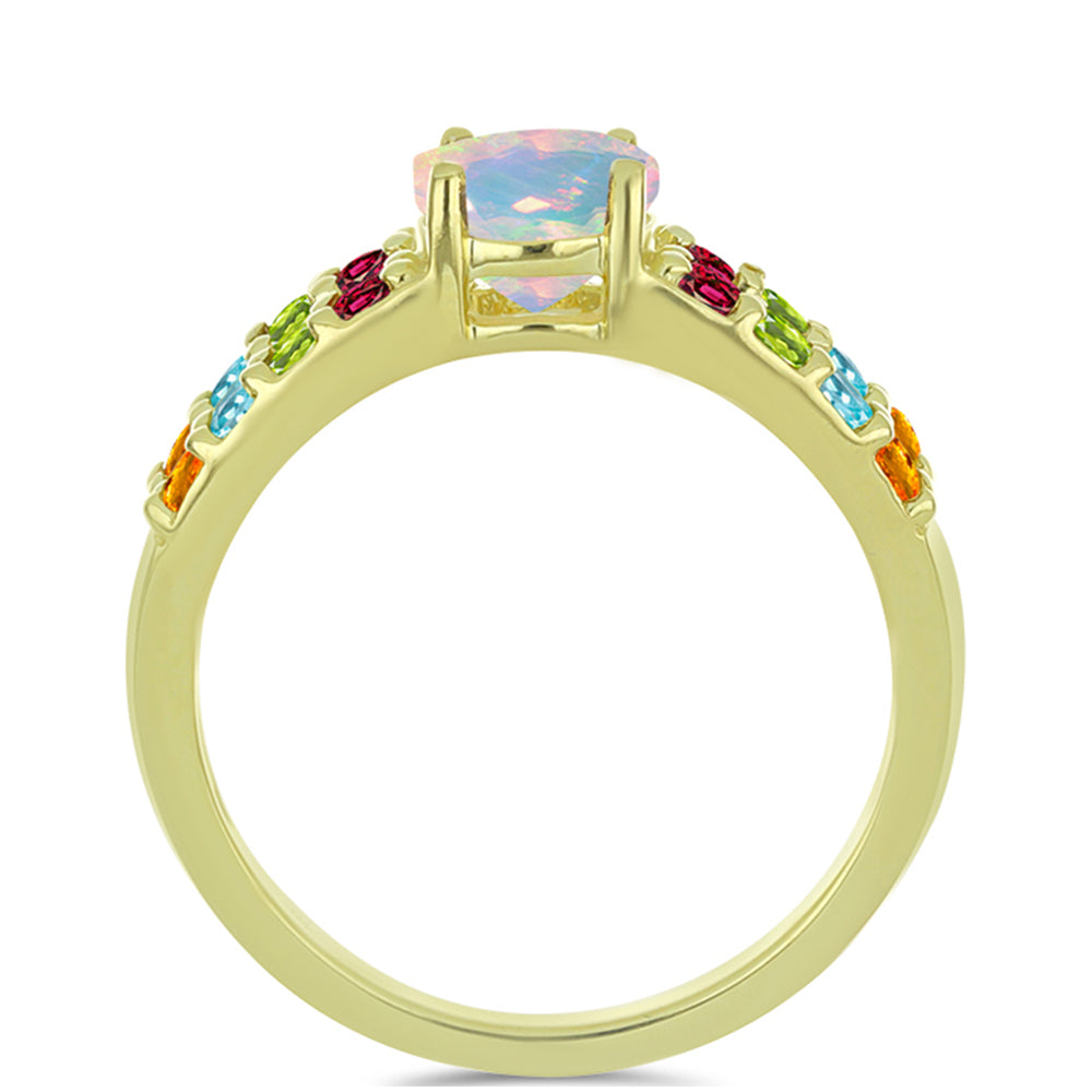 Goldplattierter Silberring mit Welo-Opal und Chakra Turmalin