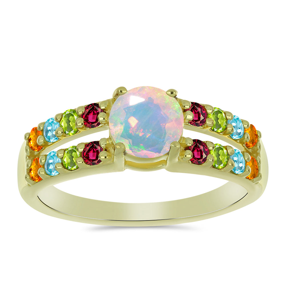 Goldplattierter Silberring mit Welo-Opal und Chakra Turmalin