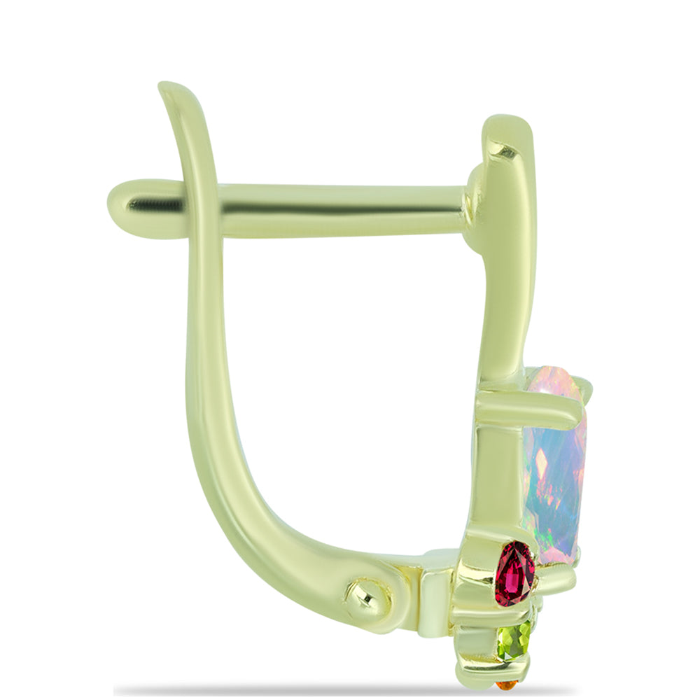 Goldplattierte Silberohrringe mit Welo-Opal und Chakra Turmalin