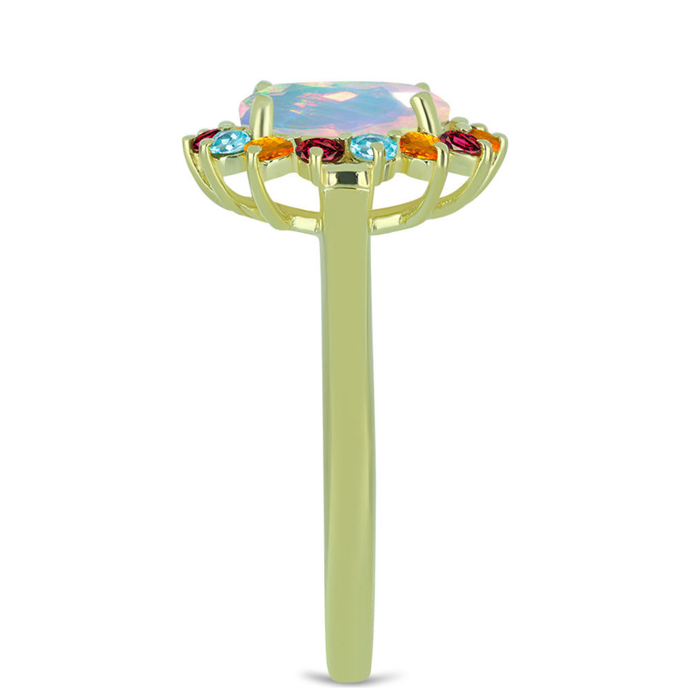 Goldplattierter Silberring mit Welo-Opal und Chakra Turmalin