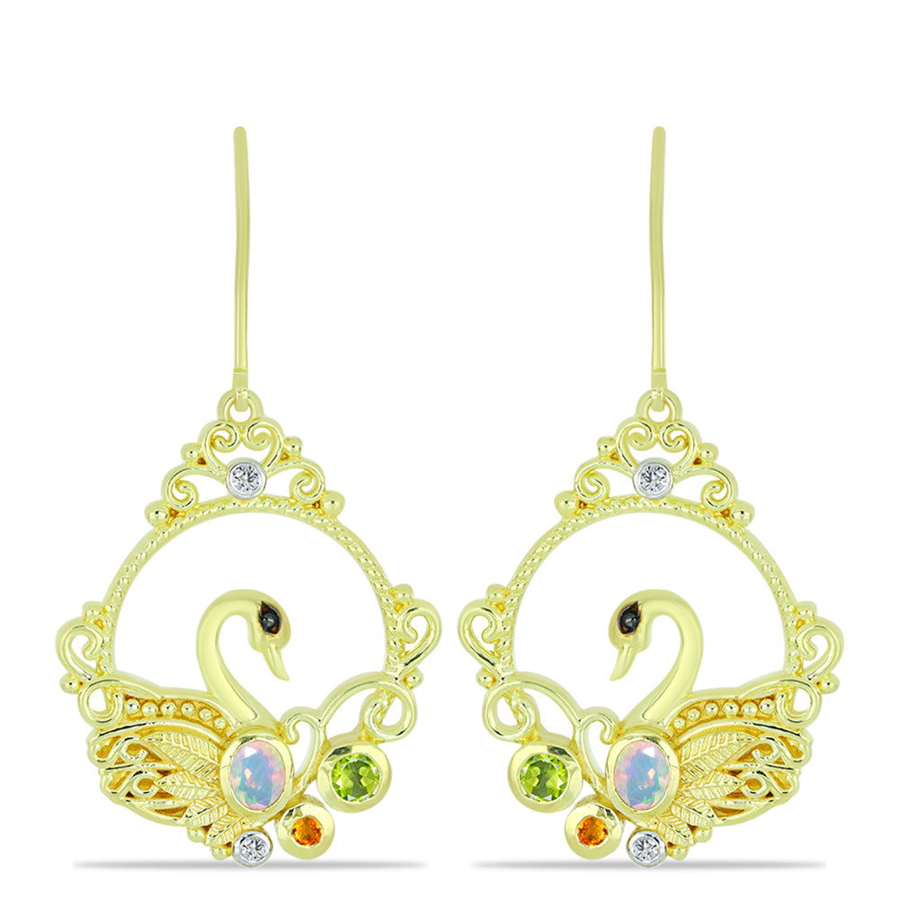 Goldplattierte Silberohrringe mit Welo-Opal und Chakra Turmalin