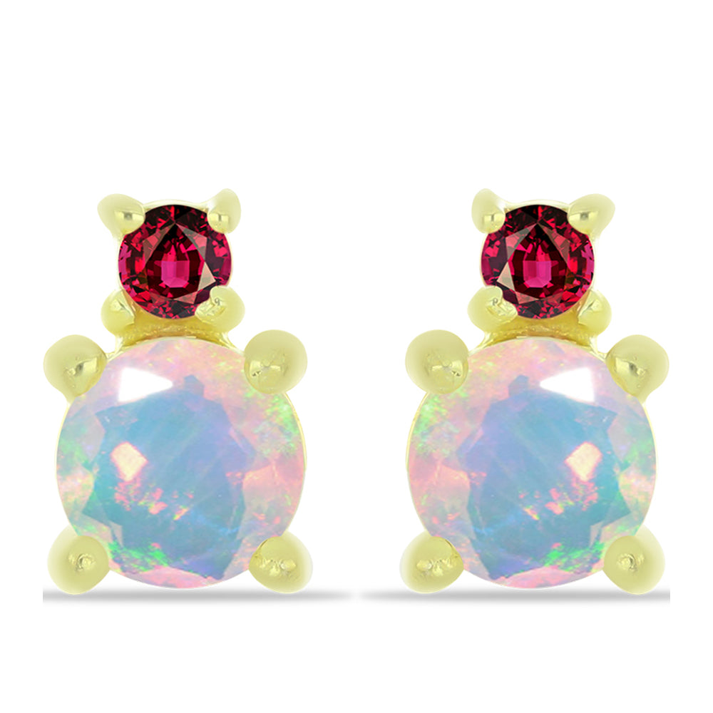 Goldplattierte Silberohrringe mit Welo-Opal und Chakra Turmalin