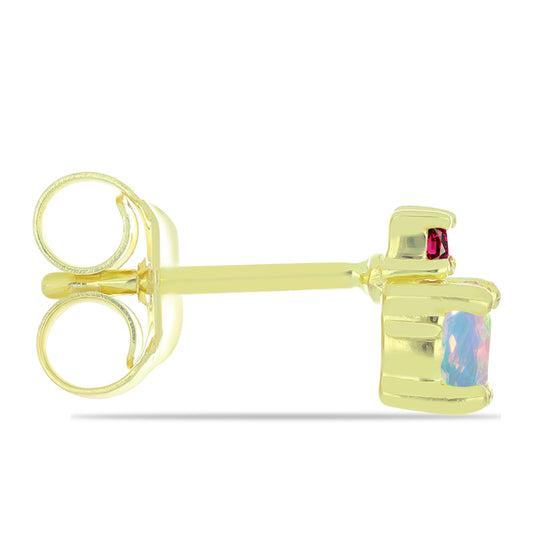 Goldplattierte Silberohrringe mit Welo-Opal und Chakra Turmalin