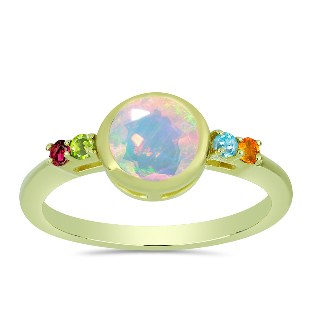 Goldplattierter Silberring mit Welo-Opal und Chakra Turmalin