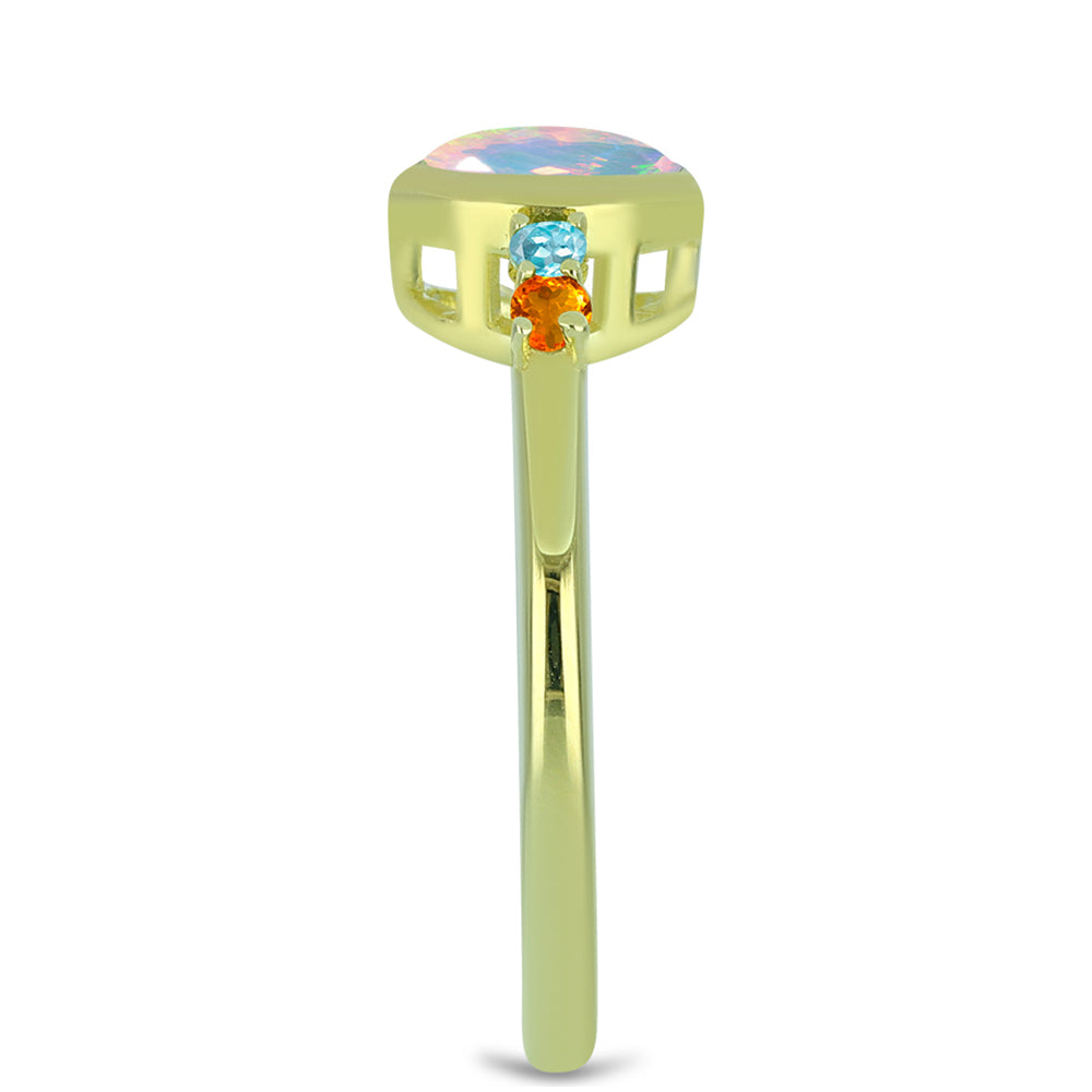 Goldplattierter Silberring mit Welo-Opal und Chakra Turmalin