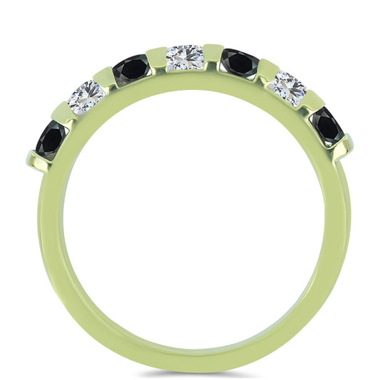 Goldplattierter Silberring mit Obsidian und weißem Topas