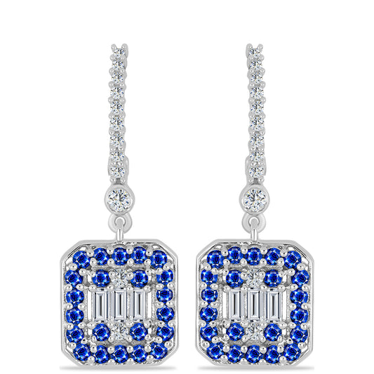 Silberohrringe mit australischem blauem Saphir und weißem Topas