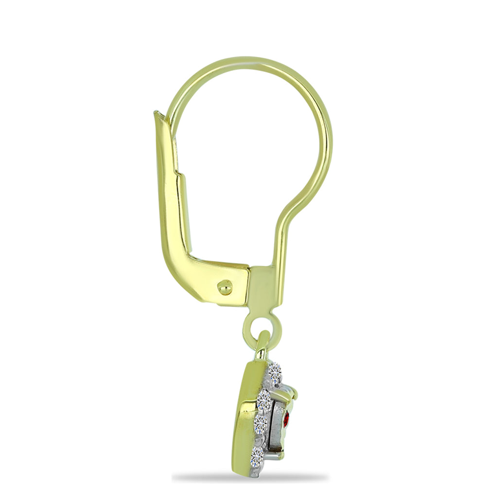 Goldplattierte Silberohrringe mit rotem Diamant und weißem Diamant