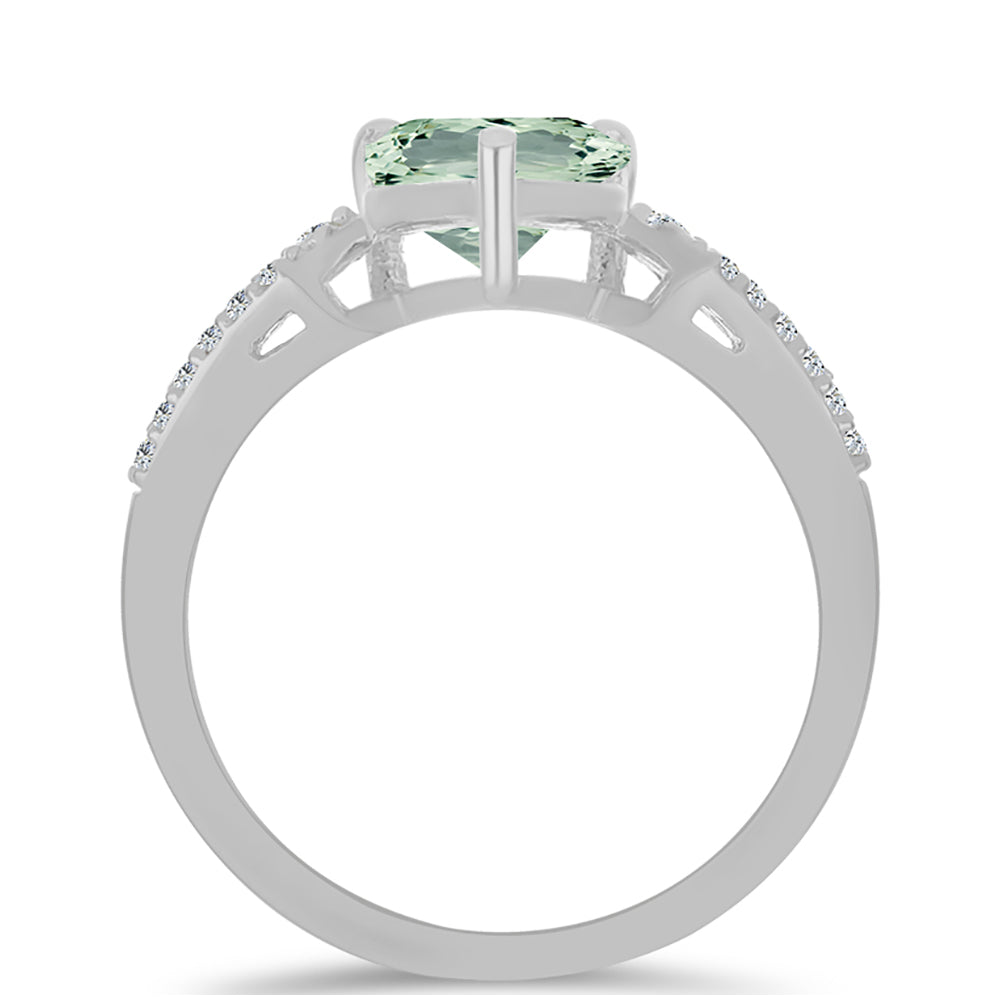 Silberring mit grünem Amethyst und weißem Topas